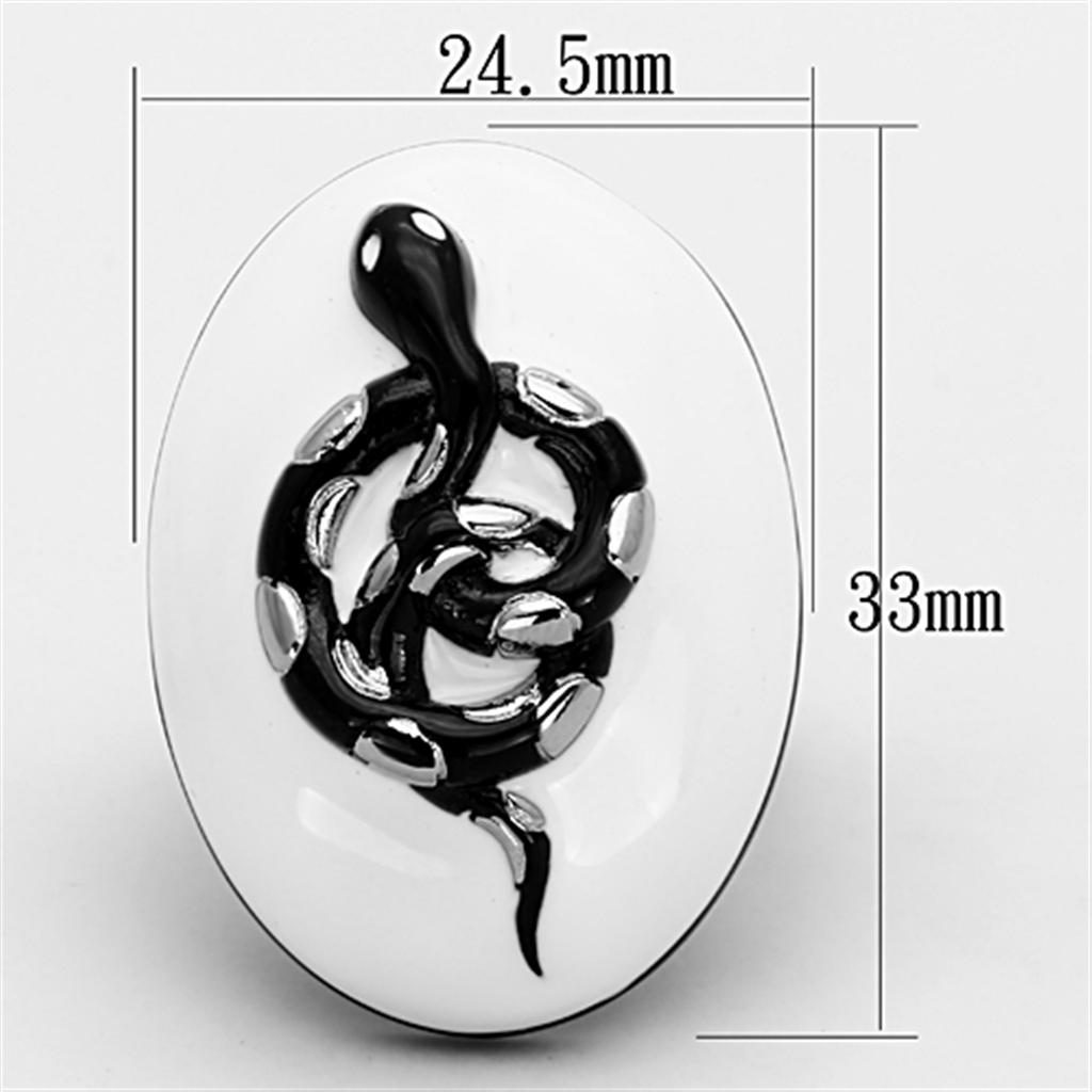 TK1295 - Two-Tone IP Black Stainless Steel Ring with Epoxy in White