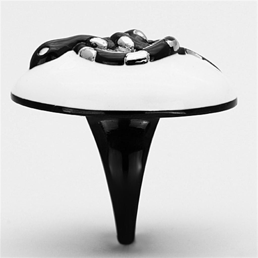 TK1295 - Two-Tone IP Black Stainless Steel Ring with Epoxy in White