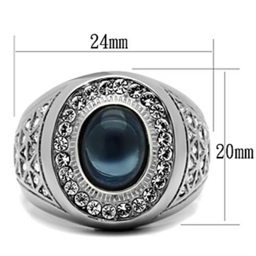 Men Stainless Steel Synthetic Glass Rings TK371